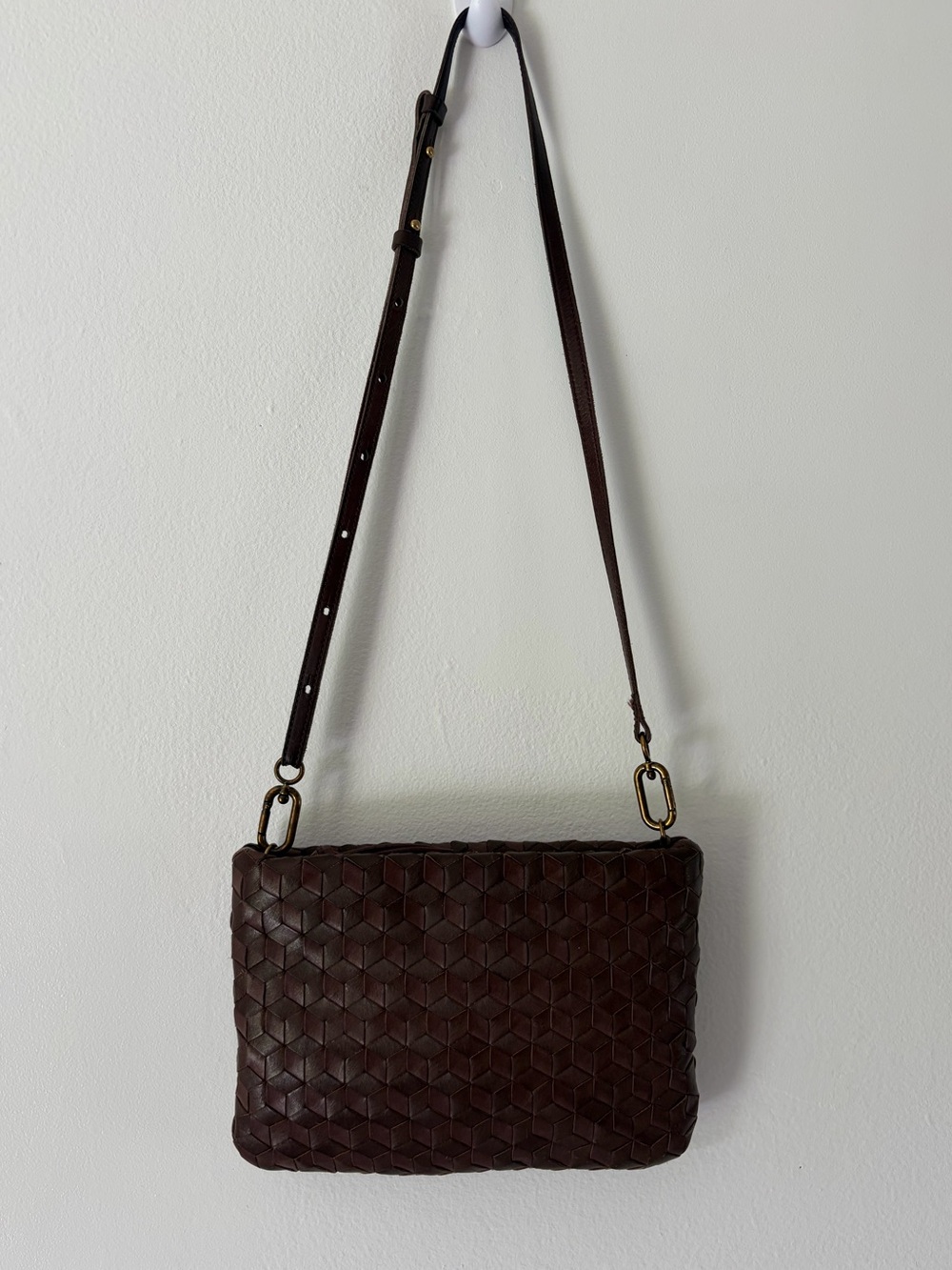 Madewell The Puff Woven Leather Crossbody Bag Chocolate Raisin NI981 - Picture 3 of 14